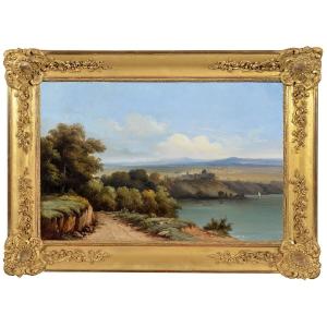 Antoine-Claude Ponthus-Cinier (1812-1885) Le lac d’Albano, Castel Gandolfo Italie