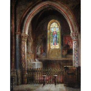 Henri-Pierre Picou (1824-1895) Une chapelle - Nantes