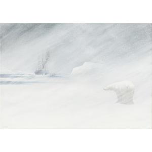Emanuel A. Petersen (1894-1948) Polar Bear In A Snowstorm In Greenland