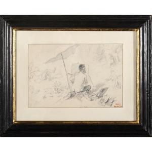 Clément Auguste Andrieux (1829-1880) Le peintre en plein air