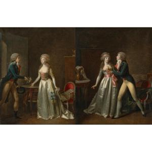 Jean-simon Fournier (late 18th Century) The Bouquet Offered And The Bouquet Accepted