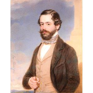 Emmanuel Peter (1799-1873) Portrait de dandy au cigare Autriche Vienna