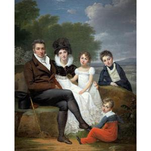 Ange-René Ravault (1766-1845) Portrait d’une famille de la région de Montargis ou de Pithiviers