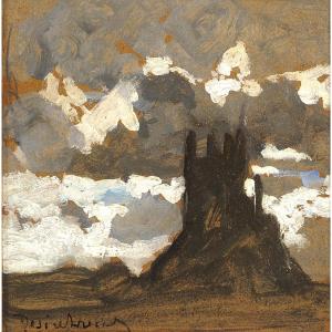 Louis-marie Désiré-lucas (1869-1949) Sketch Of Rocks At Low Tide - Tribute To Victor Hugo