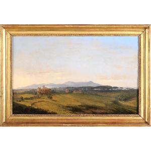 Att. à Simon Denis (1755-1813) Vue prise depuis la villa Borghese à Rome