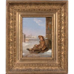 Pierre Duval Lecamus (1790-1854) Little Chimney Sweep Sitting In The Snow - Child Portrait