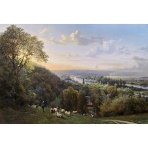 Charles-joseph Kuwasseg (1802-1877) The Hillsides Of The Seine In Normandy ?