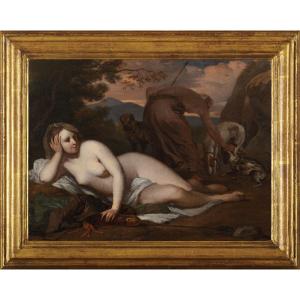 Barend Graat (1628-1709) Diane chasseresse et ses chiens nu Chasse
