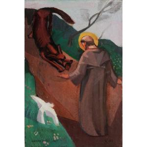 Henri Brochet (1898-1952) Saint François d’Assise et le loup de Gubbio