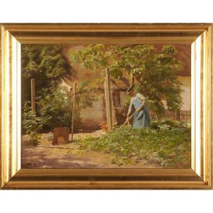 Gustav Vermehren (1863–1931) A Vegetable Garden In Denmark