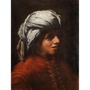 Portrait Of A Young Man Wearing A Turban - Drawing By Adam De Coster