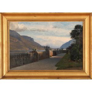 Frédérik Rohde (1816–1886) Lake Como—a Terrace At Villa Giulia In Bellagio, Italy