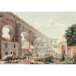 Att. à Jacques Swebach-Desfontaines (1769-1823) Arcueil : le pont-aqueduc Médicis