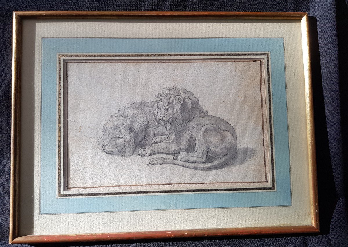 Deux Lions,  Lavis d'Encre, école Du 19 E-photo-2