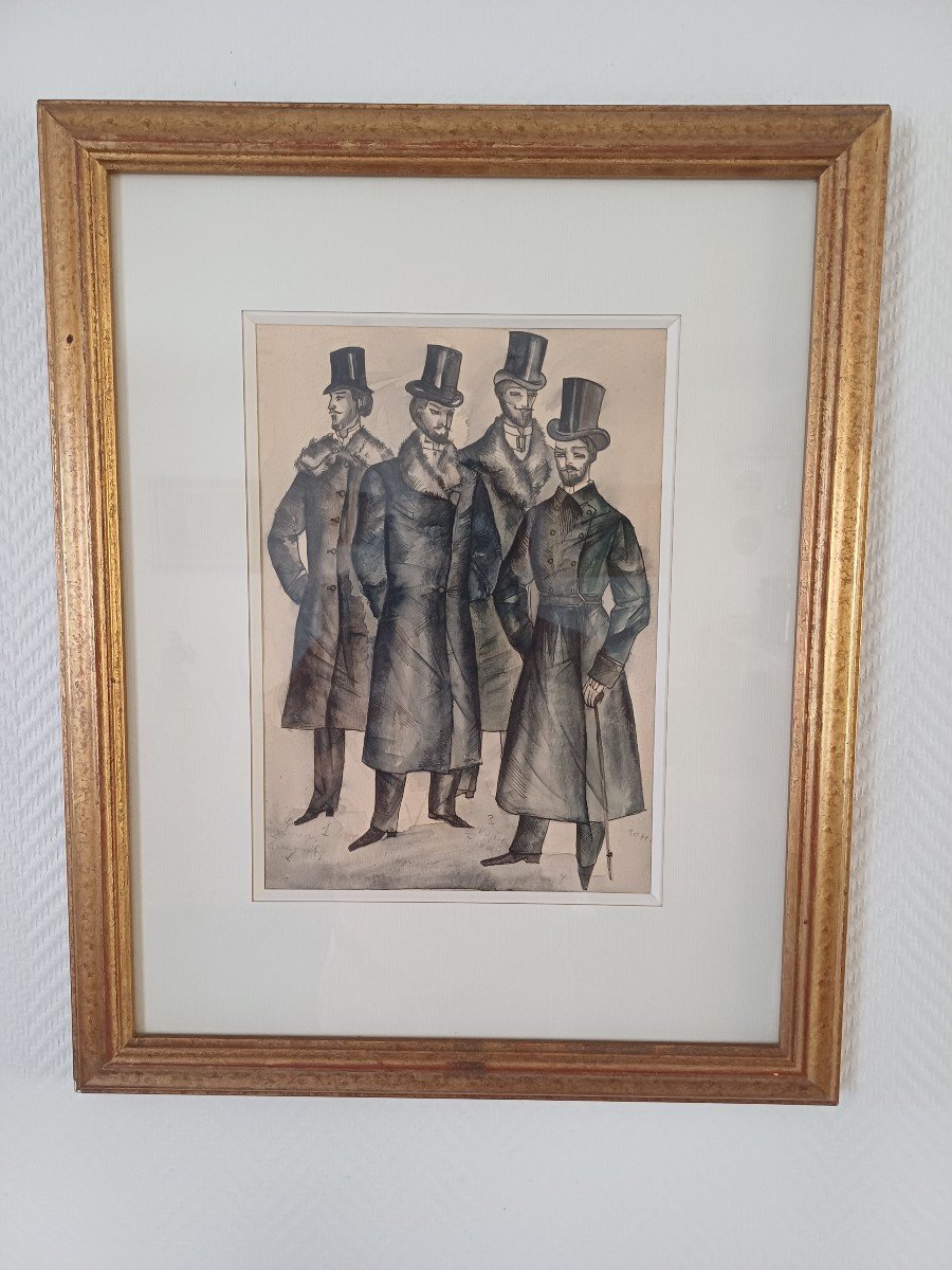The Dandies Watercolor And Ink Circa 1900