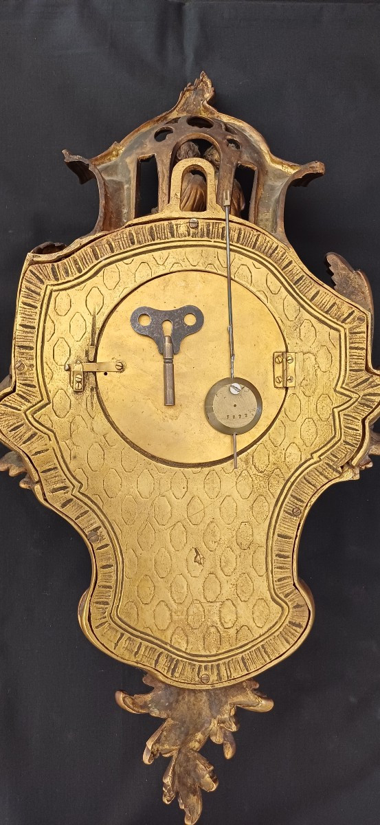 Large Louis XV Wall Clock With Bronze Cherubs, Late 19th Century-photo-2