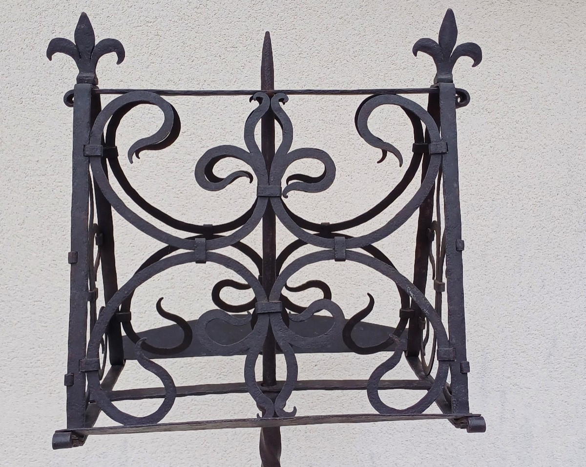 Large Neo-gothic Wrought Iron Lectern, Late 19th/early 20th Century-photo-3