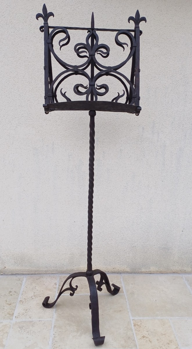 Large Neo-gothic Wrought Iron Lectern, Late 19th/early 20th Century-photo-6
