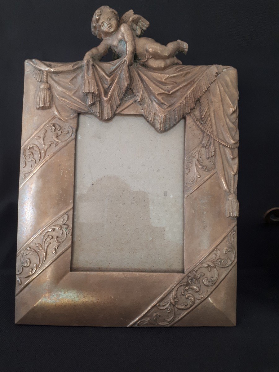 Paire De Cadres / Porte Photos En Bronze à Motifs d'Angelots-photo-3