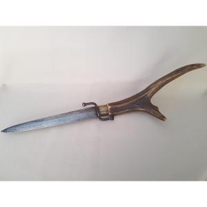 Old Hunting Dagger Deer Antler Handle