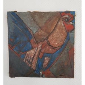 Coq Tableau Post Cubiste Circa 1960/1970
