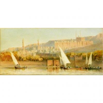 Jonh Varley (1850-1933) Bateaux De Pêche Sur Le Nil 