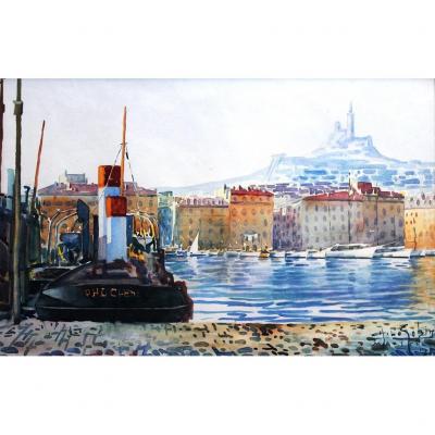 Vieux Port, Marseille, Aquarelle