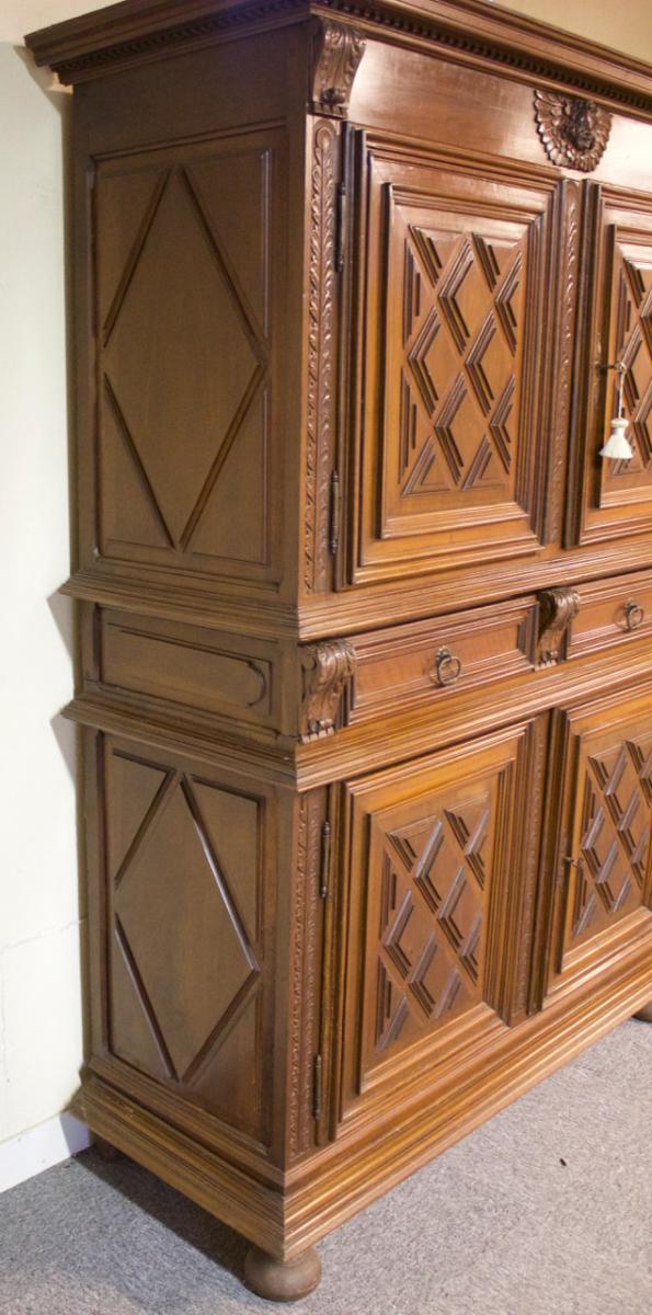 Buffet 4 Shutters Walnut Style Louis XIII.-photo-4