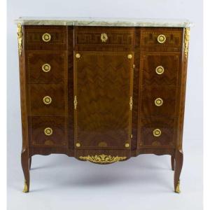 Buffet In Marquetry And Gilt Bronze, 19th Century