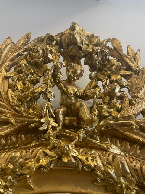 French Louis XV Gilt Wood Mirror XIXth-photo-1
