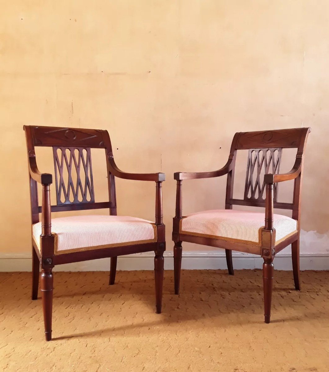 Pair Of Directoire Period Armchairs.-photo-3