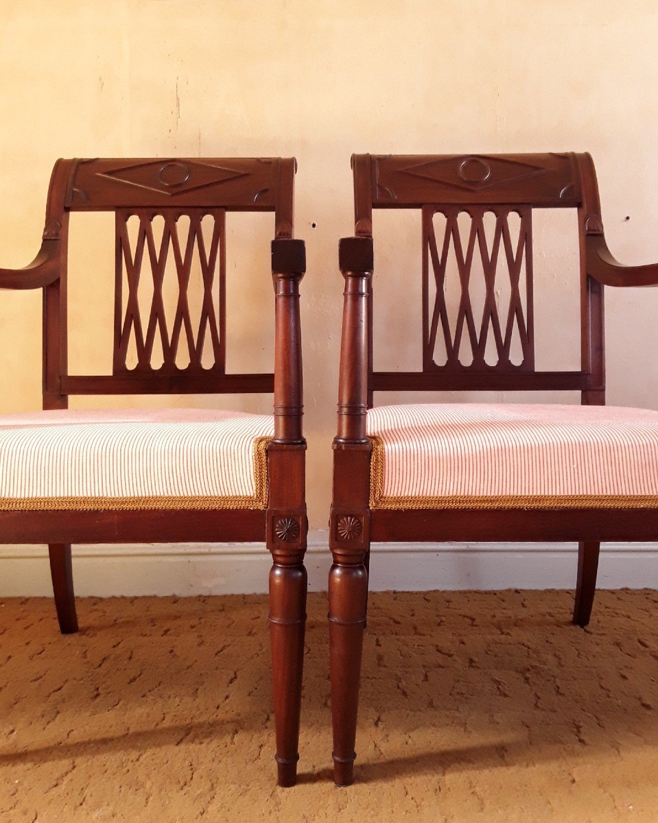 Pair Of Directoire Period Armchairs.-photo-4