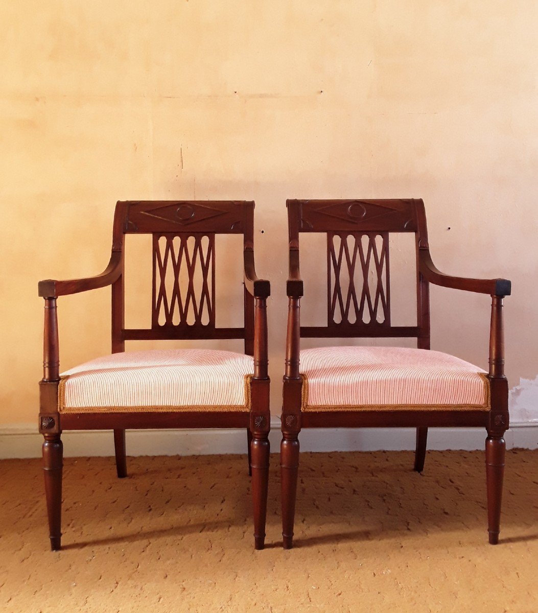 Pair Of Directoire Period Armchairs.-photo-4