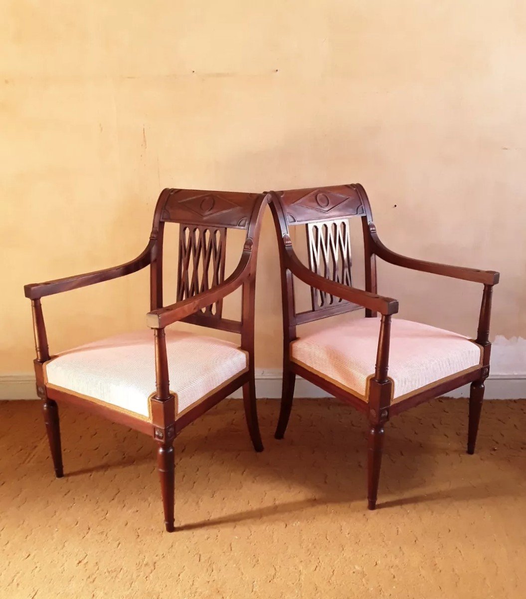Pair Of Directoire Period Armchairs.