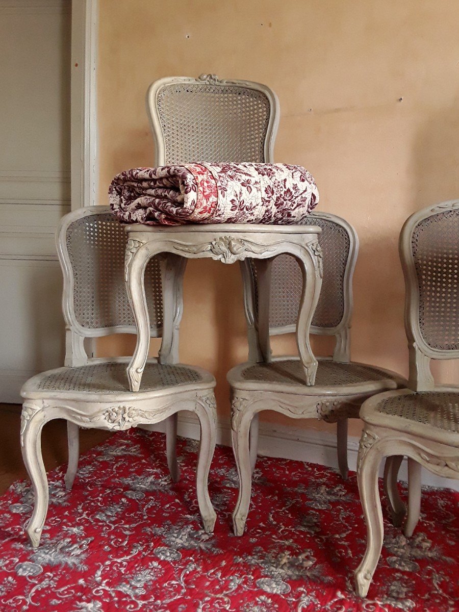 Suite De Six Chaises de Nogaret.Epoque Louis XV. -photo-2