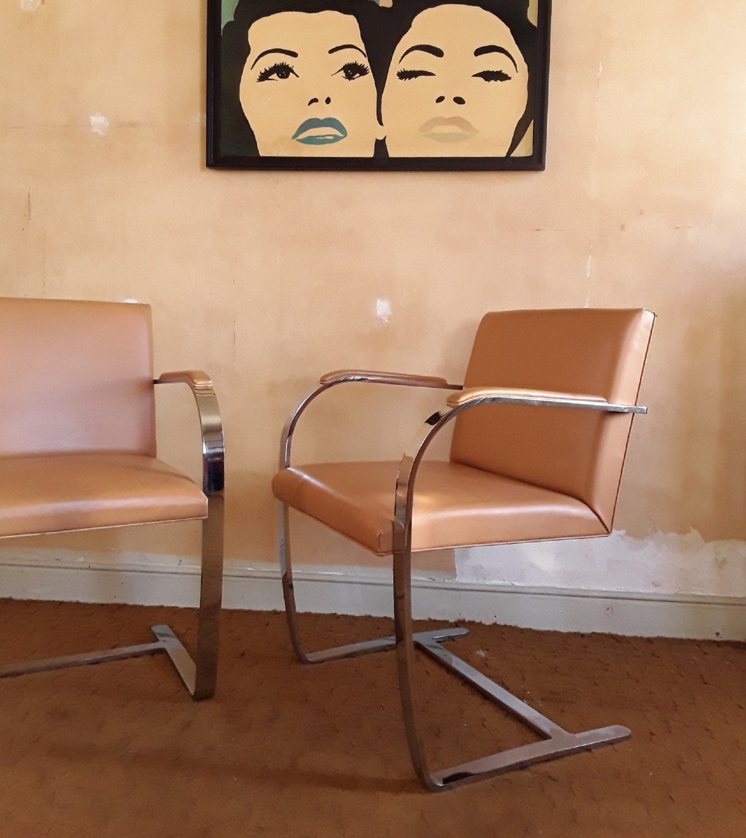Pair Of Armchairs By Mies Van Der Rohe.-photo-3