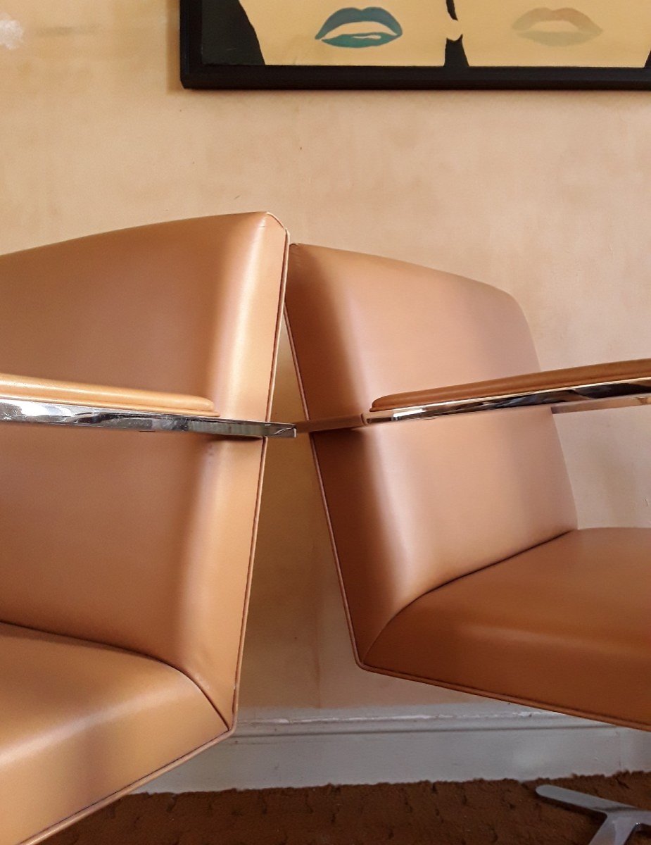 Pair Of Armchairs By Mies Van Der Rohe.-photo-7
