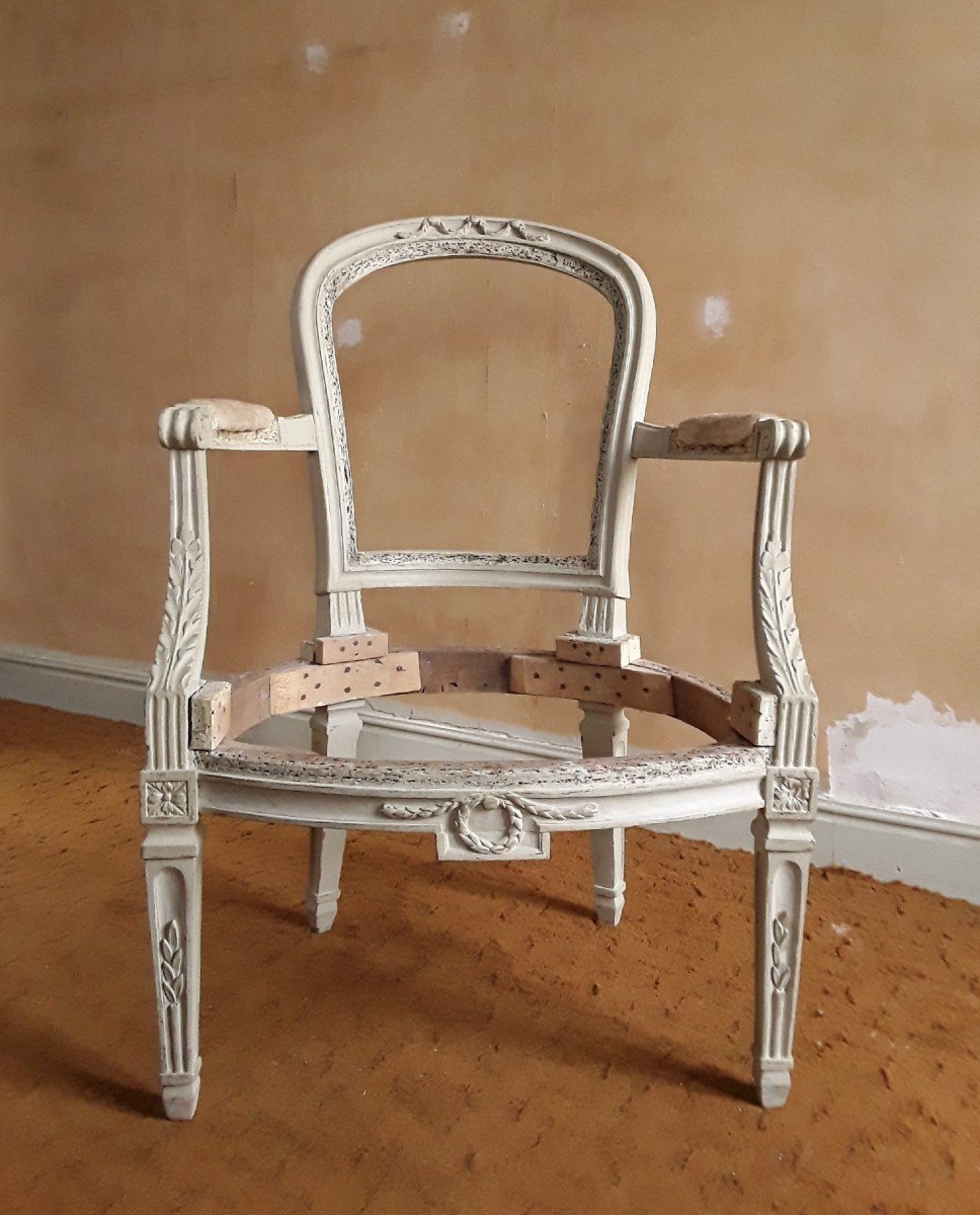 Armchair From The Louis XVI Period. Attributed To Pn .pillot.-photo-2