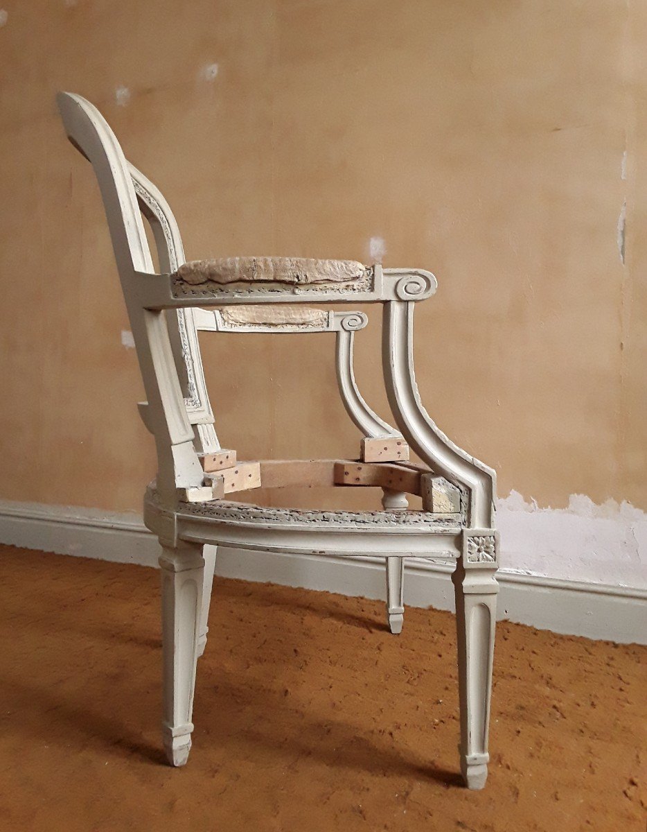 Armchair From The Louis XVI Period. Attributed To Pn .pillot.-photo-4