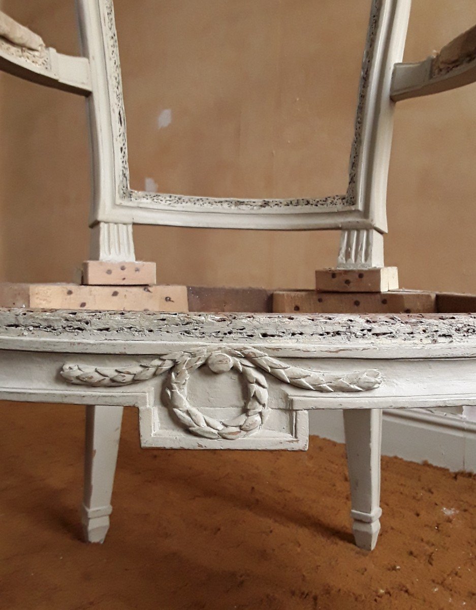 Armchair From The Louis XVI Period. Attributed To Pn .pillot.-photo-4