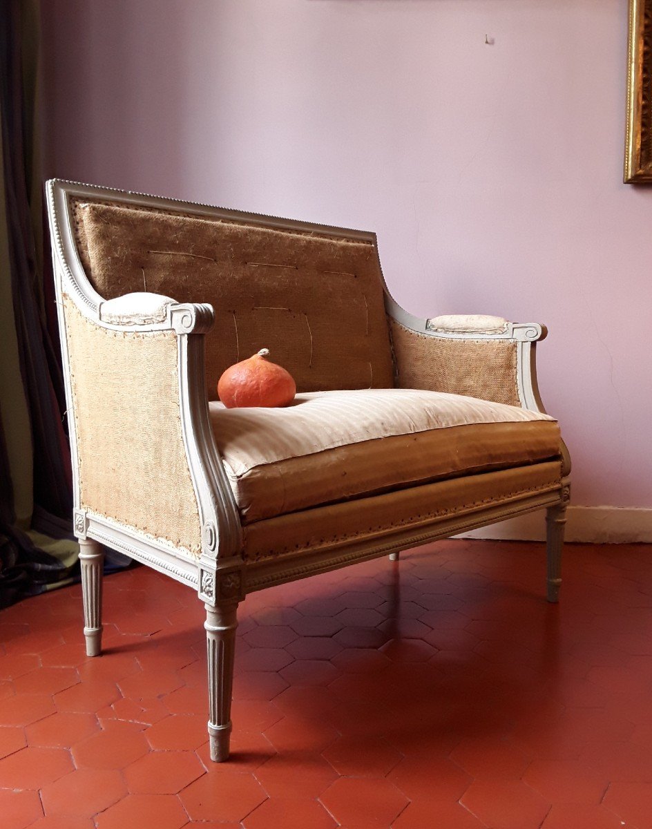 Marquise Louis XVI En Bois Laqué. -photo-4