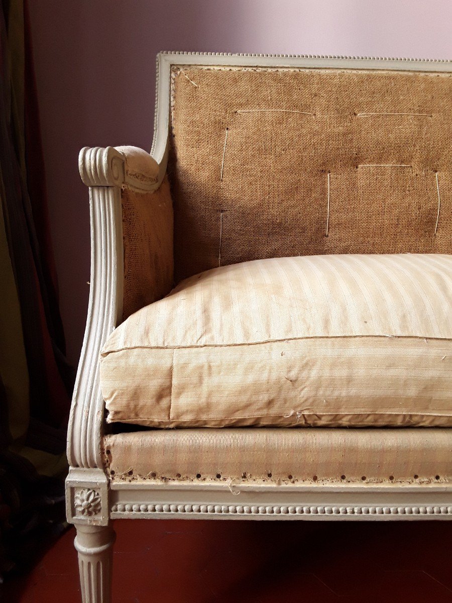 Marquise Louis XVI En Bois Laqué. -photo-6