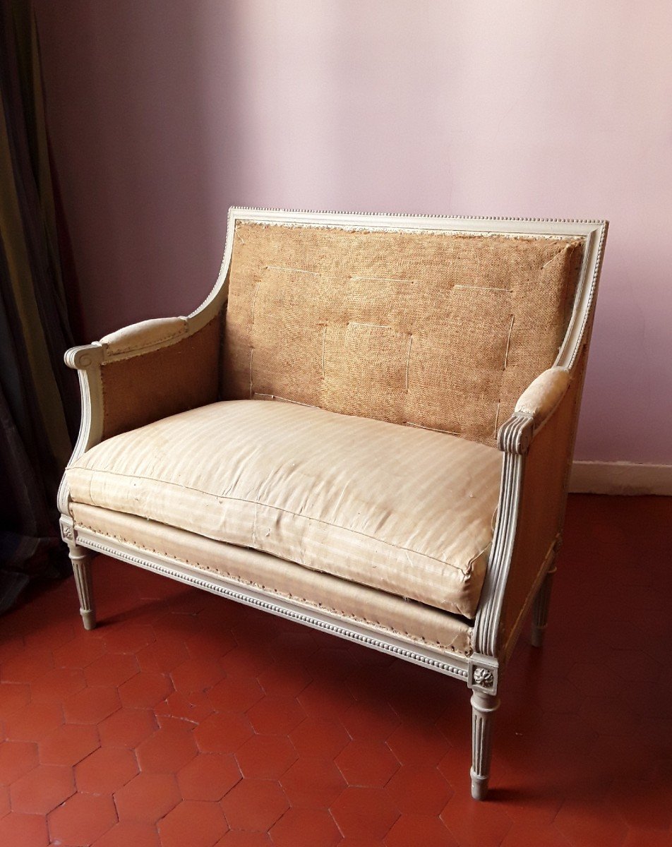 Marquise Louis XVI En Bois Laqué. -photo-7