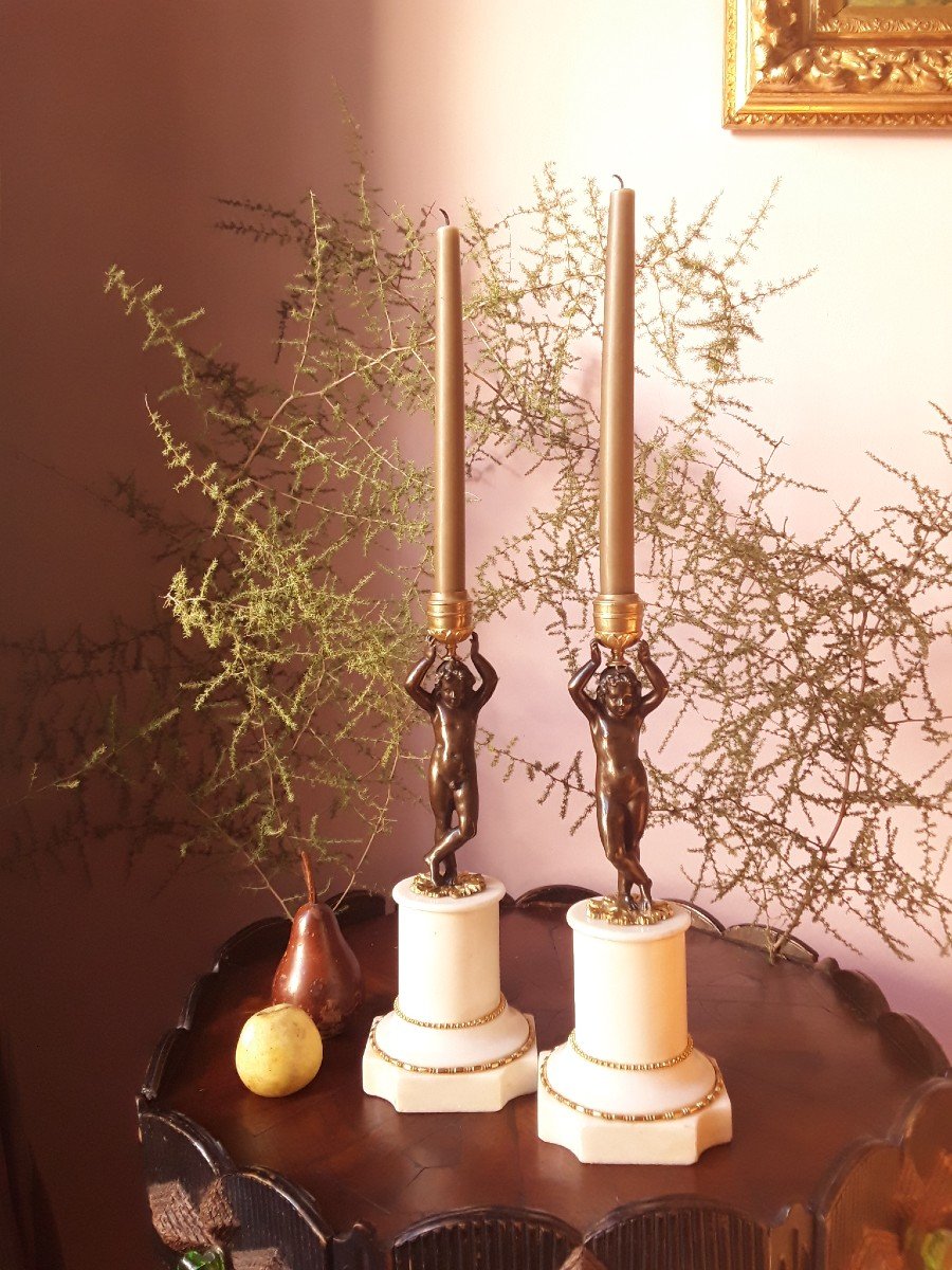 Pair Of Louis XVI Candlesticks.-photo-3