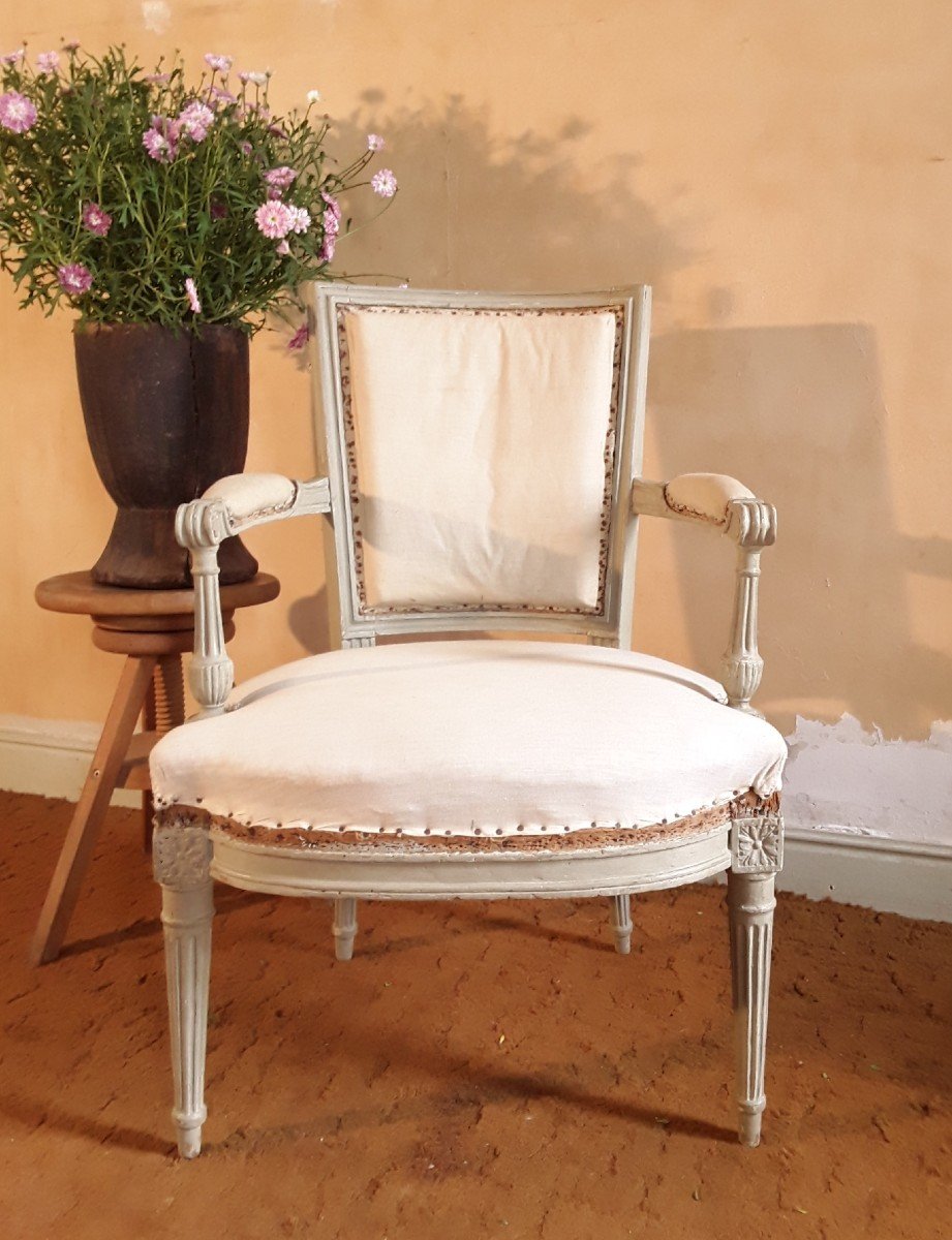 Paire De Fauteuils d'époque Louis XVI. Estampillés Othon.-photo-4