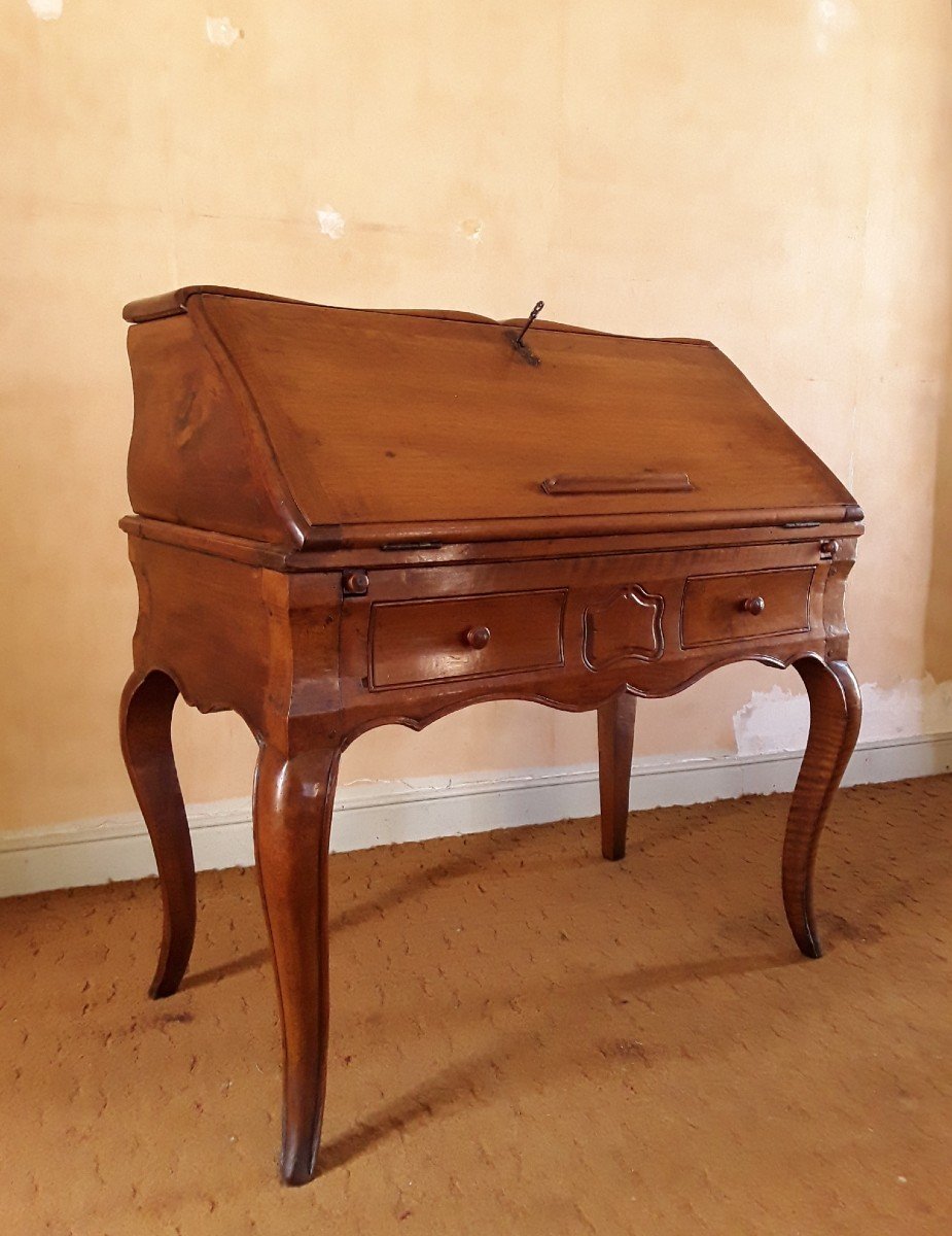 Bureau De Pente  en noyer d'époque Louis XV. -photo-2