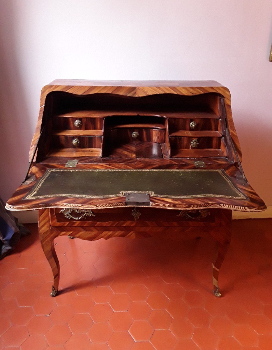 Slope Desk In Marquetry Stamped Galet. To Be Restored.-photo-4