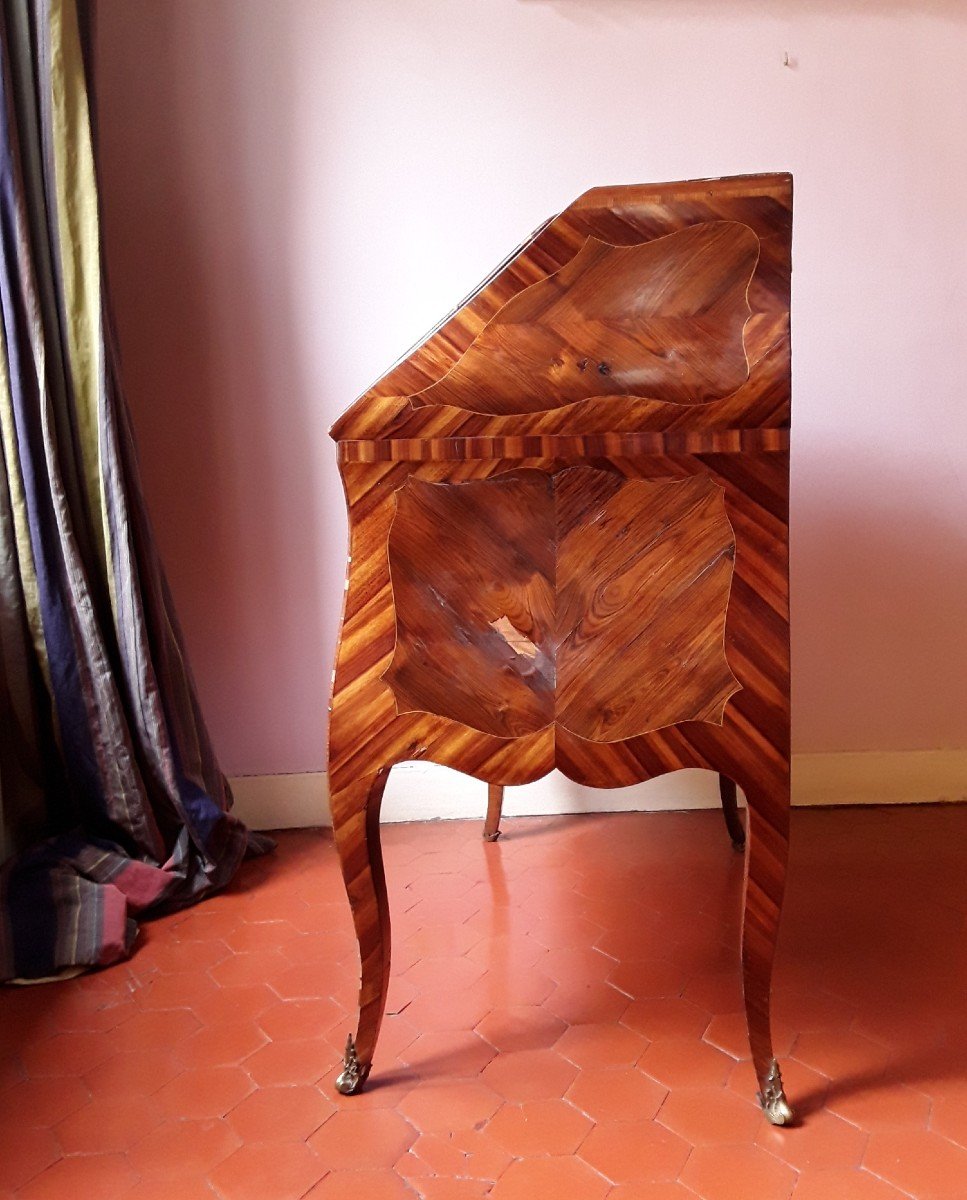 Slope Desk In Marquetry Stamped Galet. To Be Restored.-photo-1