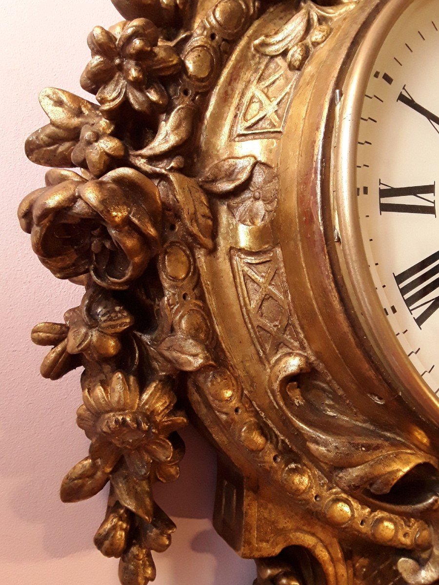 Grand Cartel d'Applique En Bois Doré. ( H 92 Cm ).-photo-3