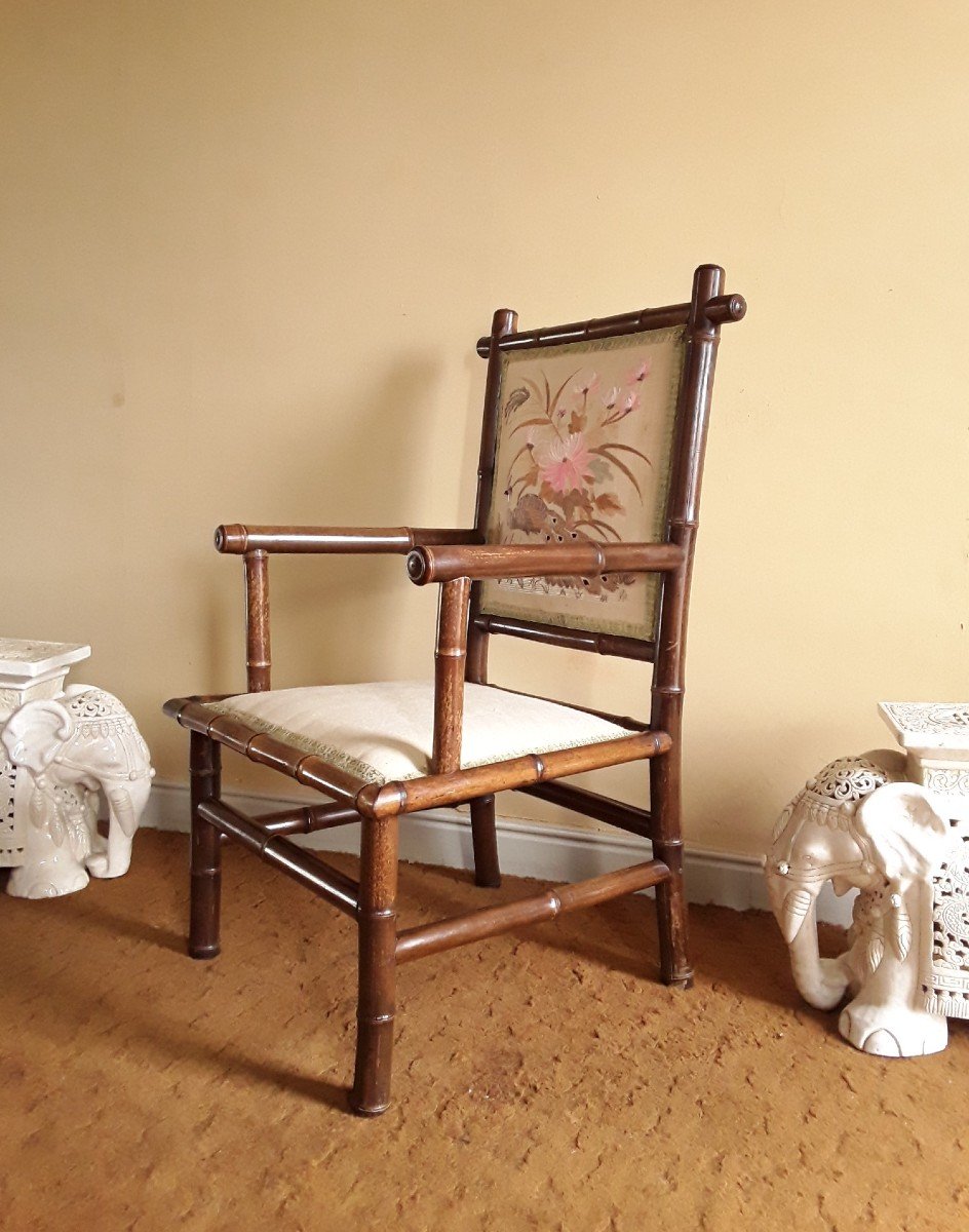 Fauteuil En Bambou d'époque XIX ème. -photo-2